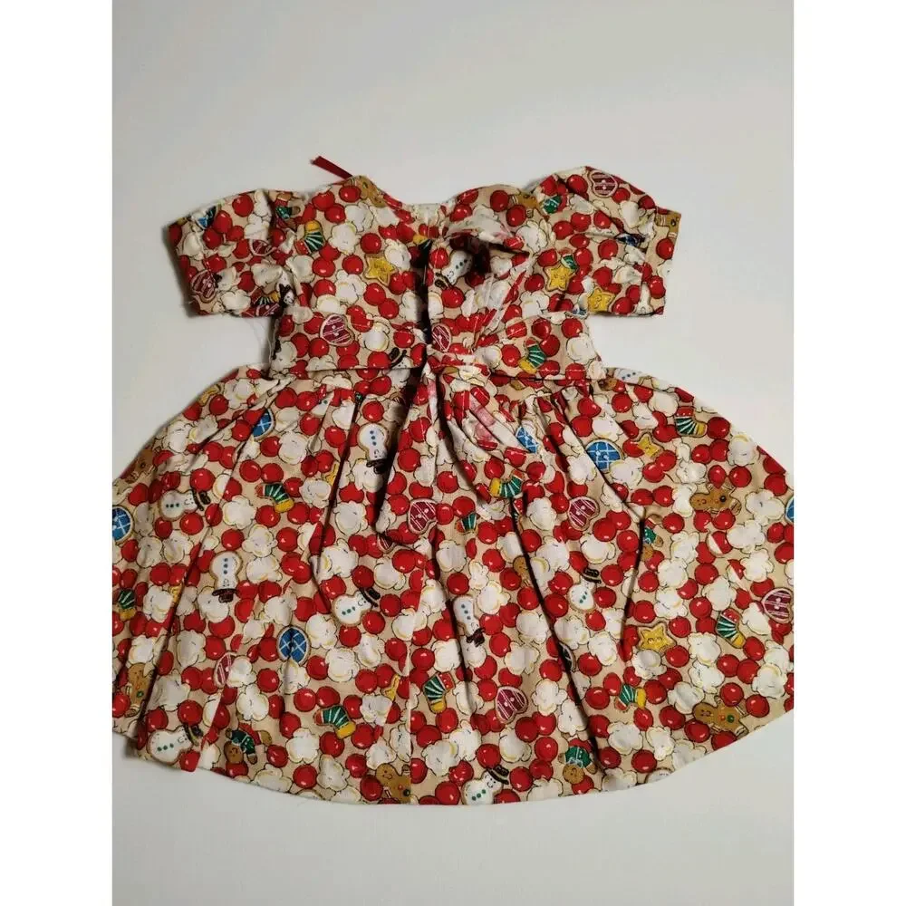 Vintage Handmade Doll Dress - Popcorn Cranberry Garland 10